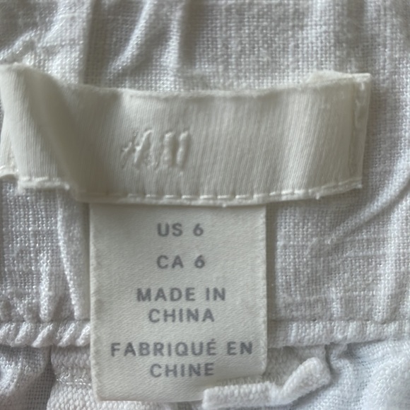 HM Wide Leg High Waisted Cropped Pants Linen Like - Picture 6 of 9